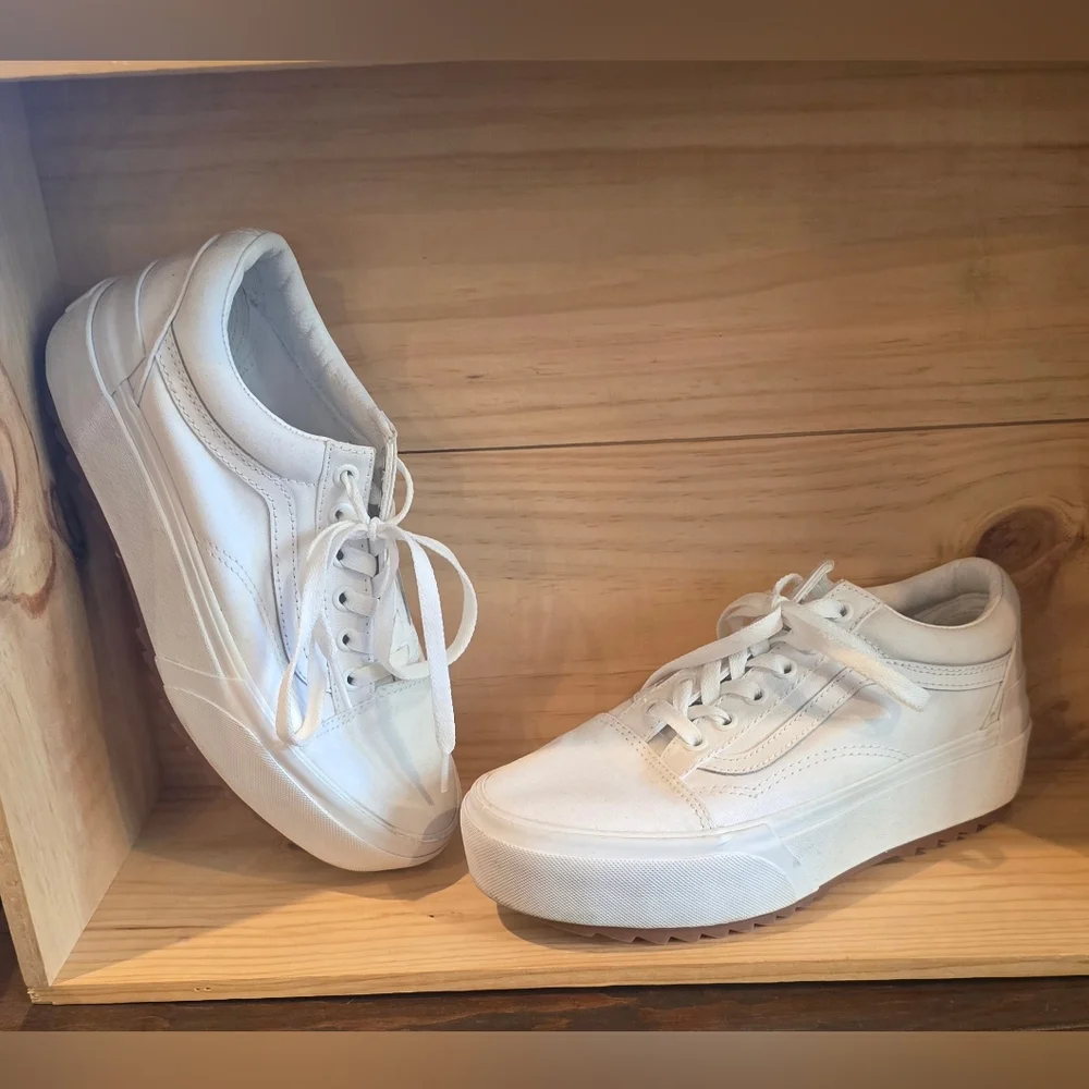 Van's White Platform Sneakers - Picture 2 of 9